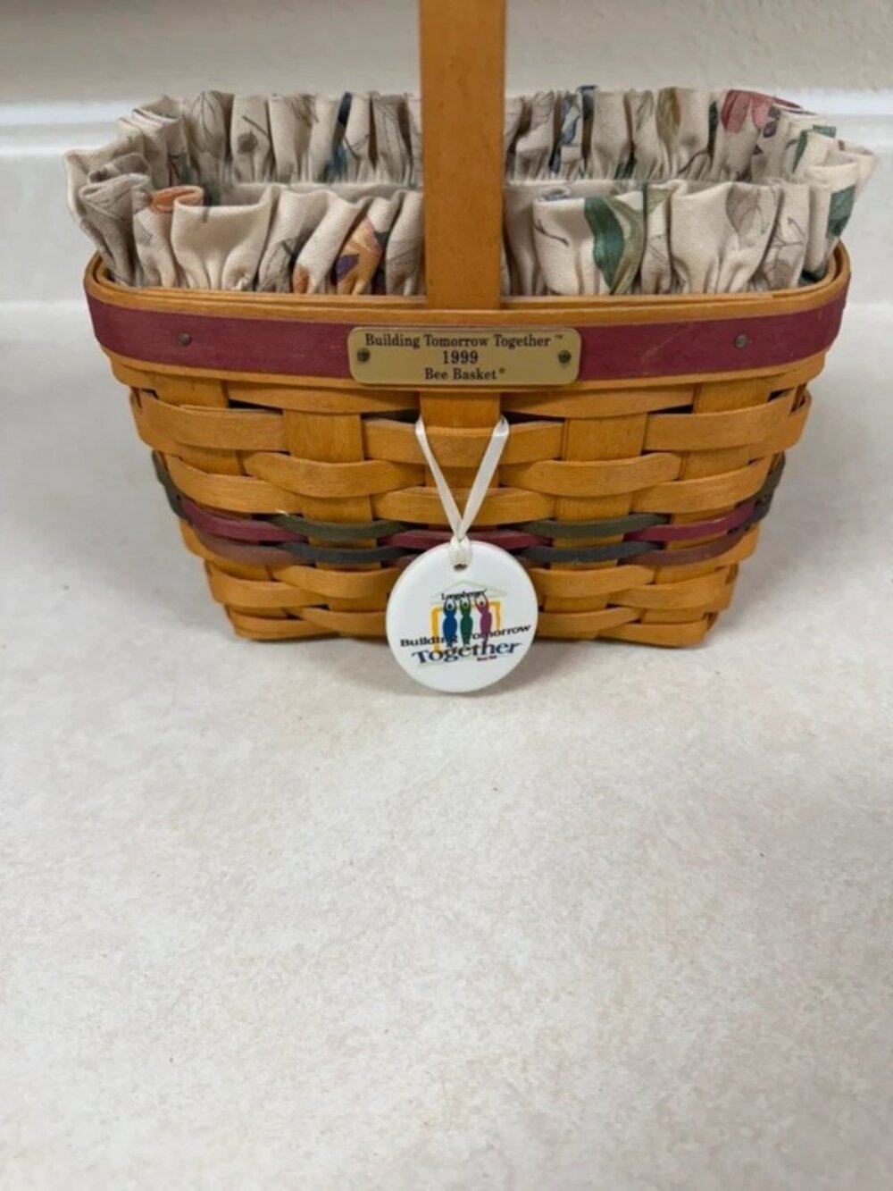 Longaberger 1999 Building Tomorrow Together Bee Basket Combo with Tie-On